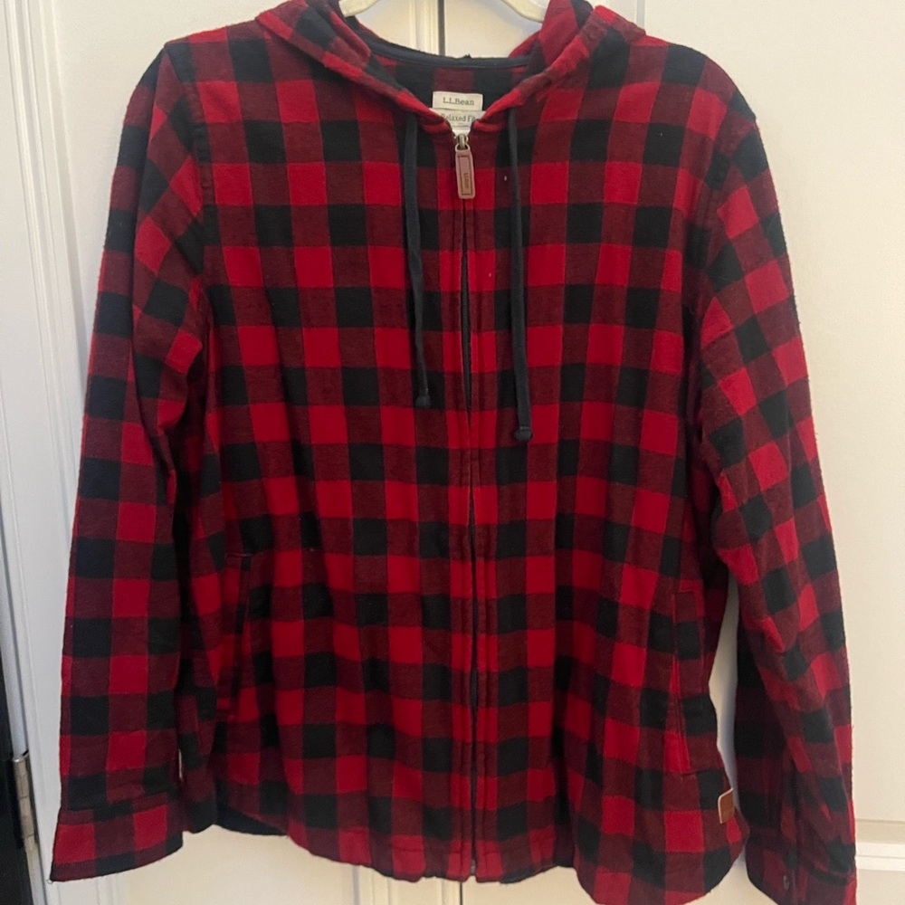 L.L.Bean Red and Black Plaid Hoodie